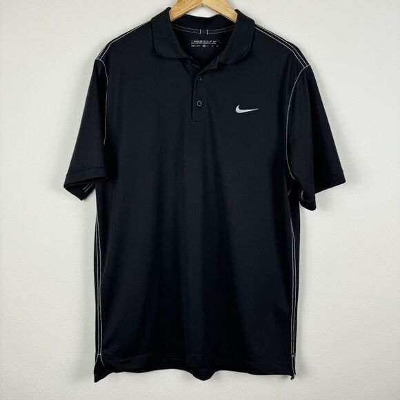 Nike Dri-FIT Golf Polo Shirt Performance Black Men's Size XL White Stretch - Picture 2 of 6